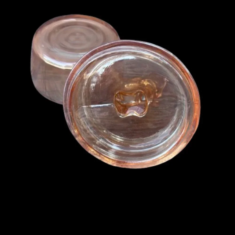 Vintage Jeannette Marigold Glass Vanity Powder Jar with Deer